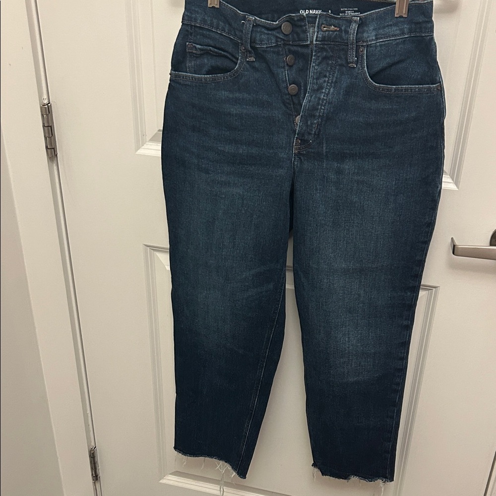Old Navy Indigo Button-Fly Straight Leg Jeans - Curvy